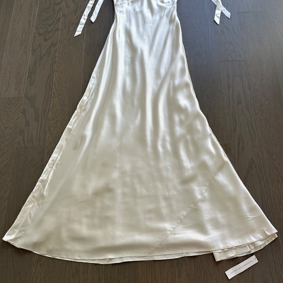 Reformation Pernille Ivory Silk Dress White Wedding Tie Sleeve Medium - with tag - Picture 5 of 12